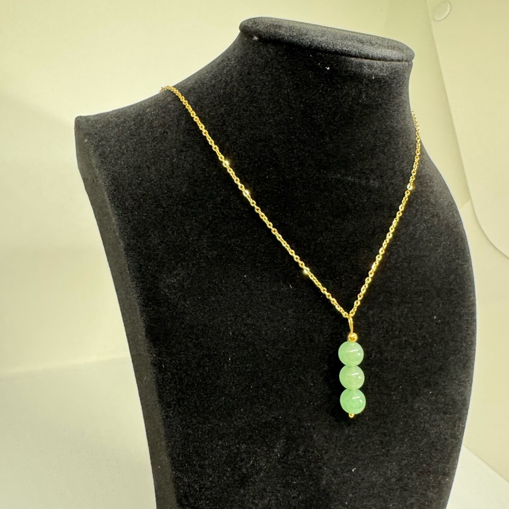 Jade 3 Stone Necklace - Picture 3 of 6